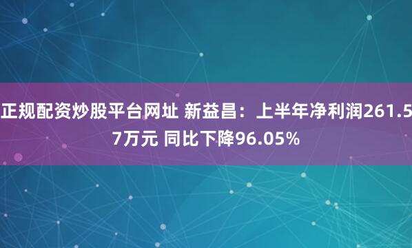 正规配资炒股平台网址 新益昌：上半年净利润261.57万元 同比下降96.05%